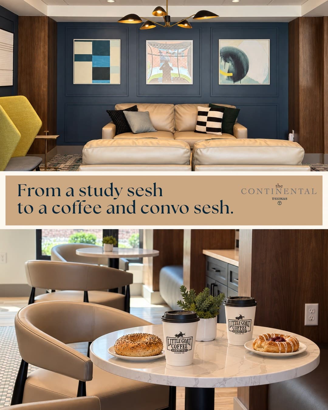 Lifestyle social built around the Little Goat Coffee bar in the lobby.
