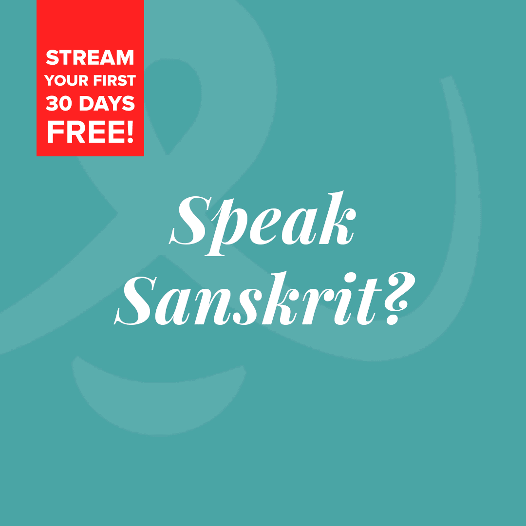 Animated social ad opening on the barrier itself — “Speak Sanskrit?”